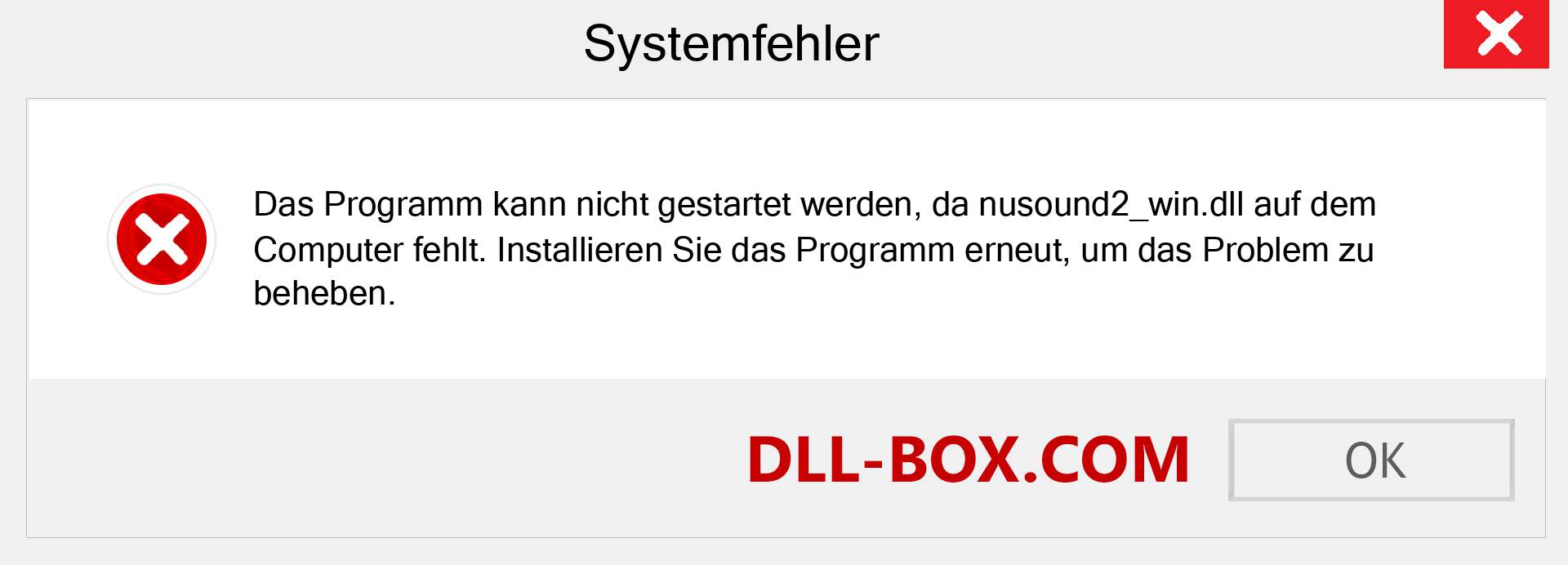 nusound2_win.dll-Datei fehlt?. Download für Windows 7, 8, 10 - Fix nusound2_win dll Missing Error unter Windows, Fotos, Bildern