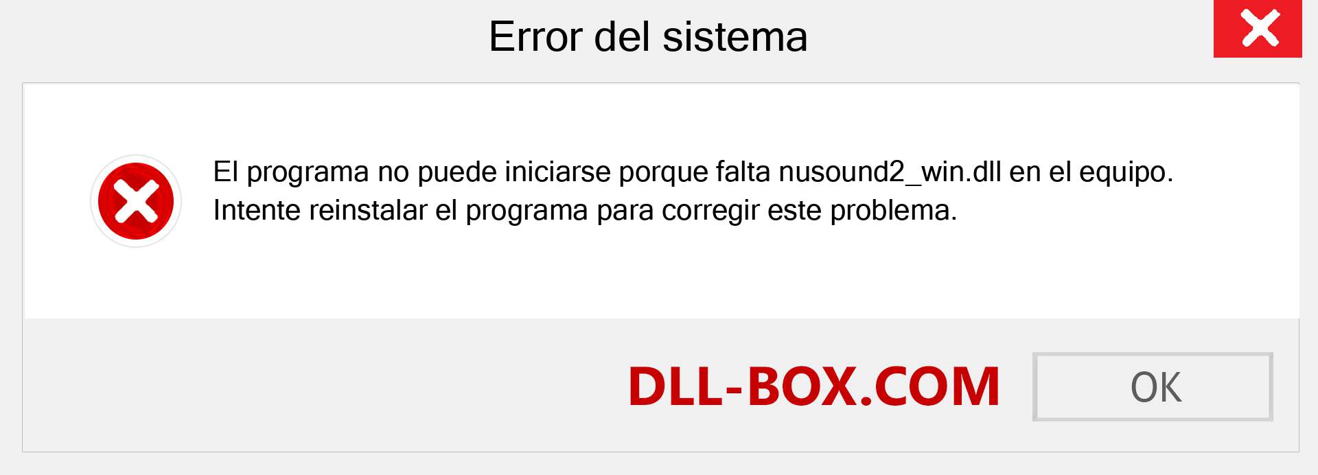 ¿Falta el archivo nusound2_win.dll ?. Descargar para Windows 7, 8, 10 - Corregir nusound2_win dll Missing Error en Windows, fotos, imágenes